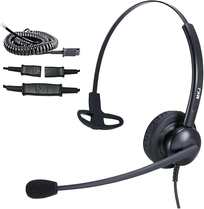 MKJ Telephone Headset for Cisco Phones, Wired Headphones with Microphone Noise Cancelling, Corded RJ9 Office Headset for Cisco CP-7821 7861 7942G 7960G 7975G CP-7841 8811 8841 8851 8861 8865 9951