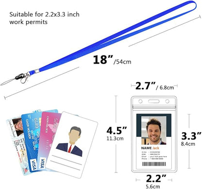 6 Pack Neck Lanyard with ID Badge Holder, Office Strap Lanyards, Stainless Metal Swivel Hook for Name Tag, Badge Holders, Keychains, Card, Blue
