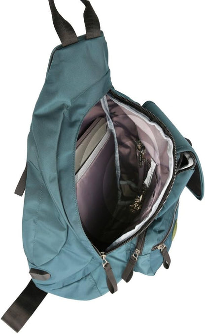 Larswon Sling Bag with USB Charging Port, Sling Backpack USB, Shoulder Backpack, Large Crossbody Bag, Chest Bag Large Dark Green