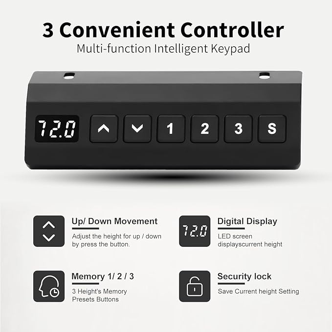 Electric Standing Desk Frame, Height Adjustable Table Legs with Memory Controller, Stand Up Desk Frame Up to 47.2", Ergonomic Standing Desk Base for Home and Office, White Frame Only