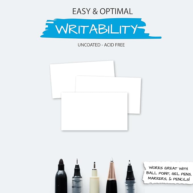 Home Advantage 2x3.5 Blank Index Cards - Our 50 Pack of Blank Note Cards Use Heavy Duty Cardstock to Make Them Bleed Proof - These Plain Index Cards Make Great Blank Business Cards & Blank Flashcards