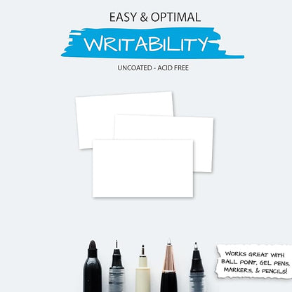 Home Advantage 2x3.5 Blank Index Cards - Our 50 Pack of Blank Note Cards Use Heavy Duty Cardstock to Make Them Bleed Proof - These Plain Index Cards Make Great Blank Business Cards & Blank Flashcards