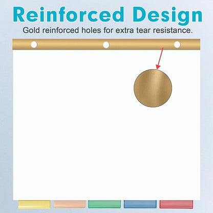 Binder Divider, PANDRI 120 Pack Binder Index White Dividers with 5 Tabs and Sticky Notes, Letter Size Paper Binder Divider for School Office Home Business