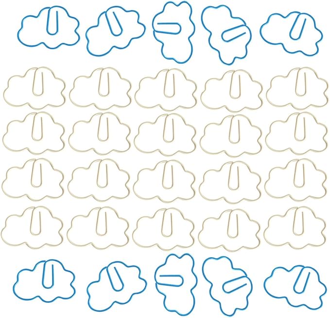 NUOBESTY 90 Pcs Paper Clip Kids Birthday Bag Filler Cloud Shaped Bookmark Small Binder Clips Note Clips Paper Clamps Students Desk Accessories Overmolding Plastic Note Folder Office