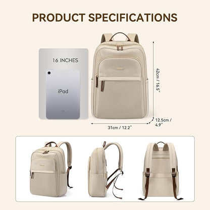 Laptop Backpack for Women Travel Work Commute Casual Daypack Backpack Purse Computer Bags Fit 16 Inch Notebook (Apricot)