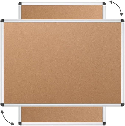 VIZ-PRO Cork Notice Board, 24 X 18 Inches, 3 Pack, Silver Aluminium Frame