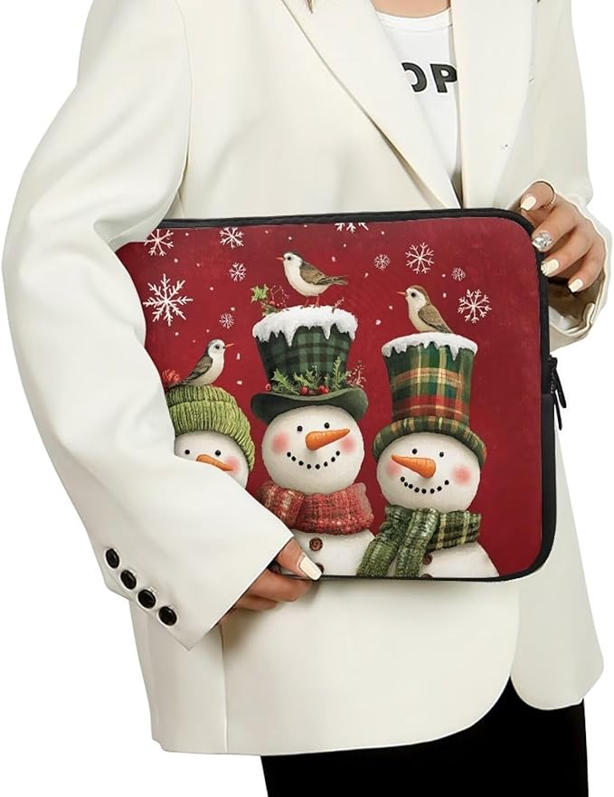 Cute Snowman Laptop Protective Sleeve for Women 12 inch Computer Sleeve Bag Christmas Neoprene Lap Top Case Suitable Gifts for Travel School Office Neatly Organizers Laptop Accessories