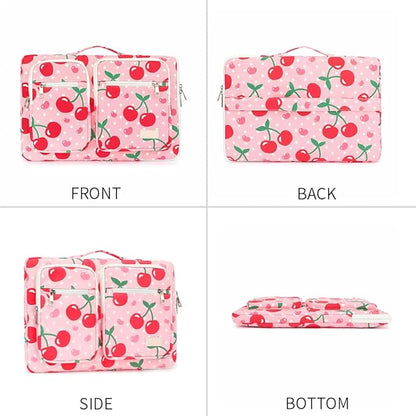canvaslife 360° Protective Laptop Sleeve Case Bag Cover with Handle For iPad 12.9 inch,MacBook Pro Air 13" and 12.5 inch-13.3 inch Laptop (Cherry)