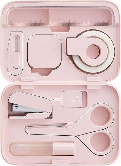 Plus Stationery Kit Pink (Scissors, stapler, tape, liquid glue, cutter, ruler, tape measure, pin for SIM card replacement) TD-001 30-211 With Original Stylus Ballpoint Touch Pen