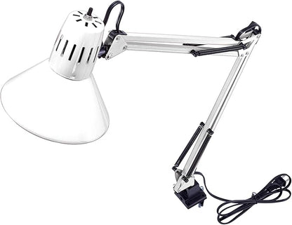 Bostitch Office VLF100-WHT Swing Arm Desk Lamp with Clamp Mount, 36" Reach with Multi-Joint Adjustment, Includes Replaceable LED Bulb (VLF), White