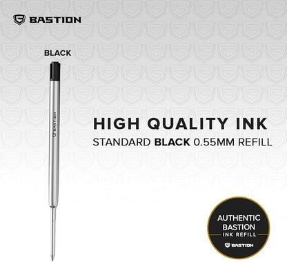 BASTION® Premium Pen Refill, Deeply Pigmented Ink for All Bastion Bolt Action Pens, Standard Ink Refill w/ 0.55mm Fine Tip for Birthday Gift - Black Gel, 1 Piece