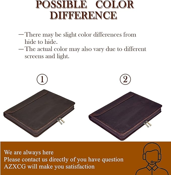 Padfolio Binder- A4 Letter Size 3-Ring Binder, Leather Portfolio Folder Organizer Deep Brown Crazy Horse Leather with Free Name Engraving. Includes Business Card Holder and Letter-Sized Writing Pad.