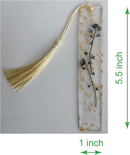 5.5x1 inch Flower Handmade Bookmark Resin Floral with Dried Flowers (Forget-me-not)