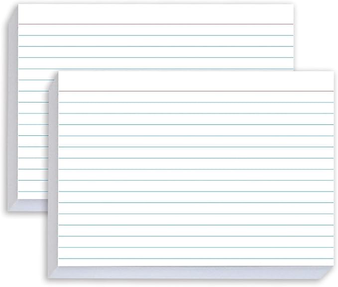 100 Pcs Index Cards 5x7 Ruled - Pinovk Flash Cards for Studying, White Index Cards, File Note Cards, Study Cards, Flash Cards, Study Cards, Lined Index Flashcards for Office and School Supplies