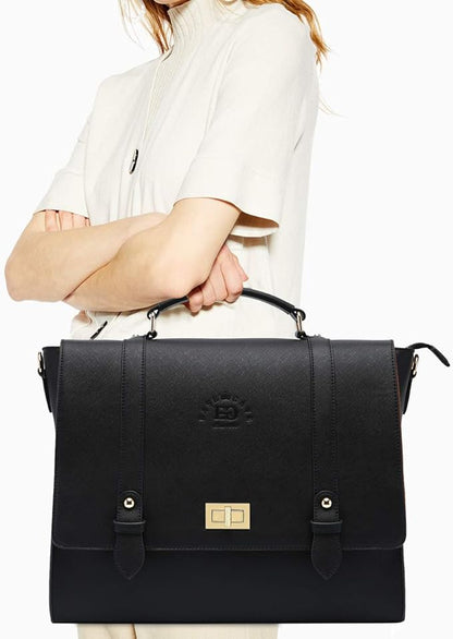 EaseGave 17Inch Laptop Briefcase for Women,Classic Black Work Bag Laptop Messenger Bag Large Computer Bags for Work Business Travel,black-17Inch