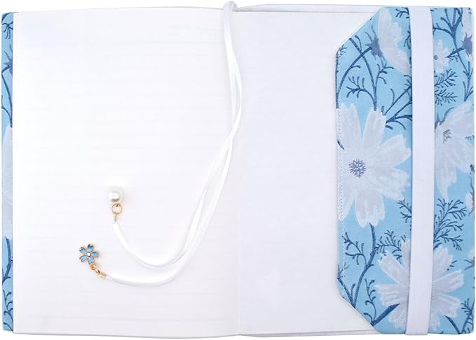 BLBMH A5 Book Covers for Paperbacks Daisy Sleeve Cover Protector Fit for 5.5x8.2 inch Adjustable Notebook, Planner - Book Lovers Accessories - Blue