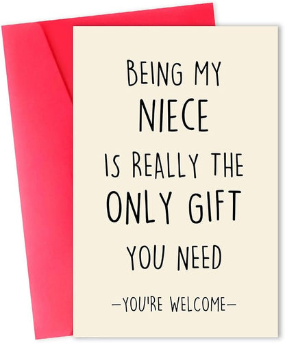 Funny Niece Birthday Card, To My Niece, Birthday Cards for Niece, Birthday Gift for Niece, Christmas Cards for Niece, Happy Birthday Niece