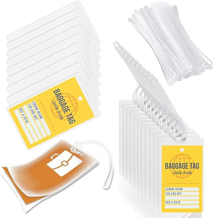 100 Pieces 7 Mil 2 1/2" x 4 1/4" Luggage Tag Laminating Pouches with Slot Hole Thermal Laminate Pouch Tags Kit Resealable for Work Permits Pass Cards Student ID Cards (100, 7 Mil)