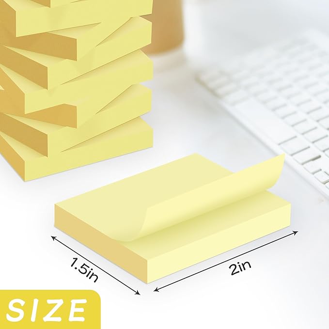 Mini Sticky Notes 1.5x2 in, 36 Pad Canary Yellow Strong Adhesive Post, Suitable for School, Home, Office, Clean Removal