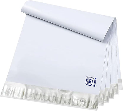 POLYSELLS 200 pcs 19x24 Inches White x Silver Poly Mailers Shipping Envelopes, Strong Adhesive Sealing, Waterproof, and Tear-resistant Postal Mailing Bags for Clothing, Books, and Accessories