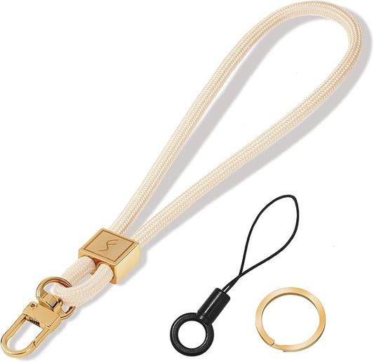 Fishent Keychain Wristlet lanyard, Cute Key Chain Holder, Upgraded Woven Wrist Lanyard for Keys, Wristlet Strap Keychain for Women Men Car Keys ID Badges Card Wallet Phone (Starlight)