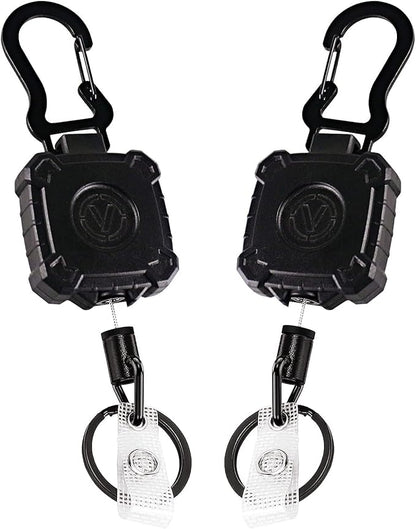 VIQWYIC 2 Pack Retractable Badge Holder Keychain, Heavy Duty Carabiner Badge Reel with Key Ring for Keys,Square
