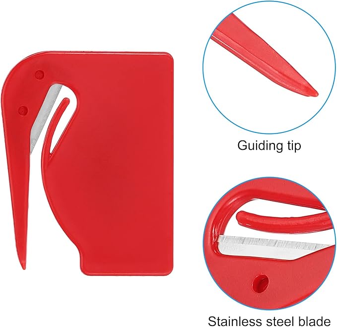 PATIKIL Letter Opener Envelope Slitter, 8 Pcs Mail Slitter with Razor Safe Mail Opener for Envelope Paper Package Open for Home, Office Red