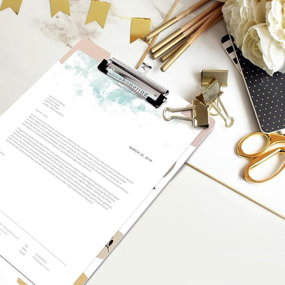 WAVEYU Cute Hardboard Clipboard for Women Men, Clipboard with Low Profile Clip for School and Office Use,12.5"x 9"-Live Everyday with Intention