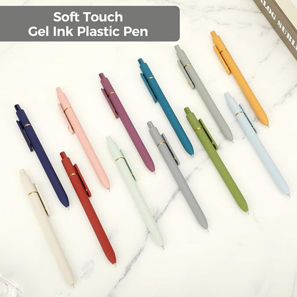 Ddaowanx Gel Pens, 12 Pcs 0.5mm Quick Dry Black Ink Pens Fine Point Smooth Writing Pens, Cute Office School Supplies Gifts for Women (12 Pcs Vintage+Morandi-Black Ink)