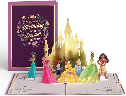 Lovepop Happy Birthday Pop-Up Card for Her and Him- 3D Disney Birthday Greeting Cards for Boys, Girls, Men, Women - Dream Come True - 5" x 7" Disney Princess Card - Blank Note Card & Envelope Included