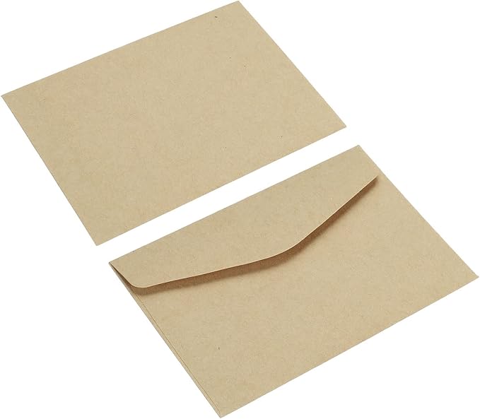 PATIKIL Mini Envelopes, 100 Pack Paper Blank Small Items Storage Business Card Holder for Greeting Note Party, Brown