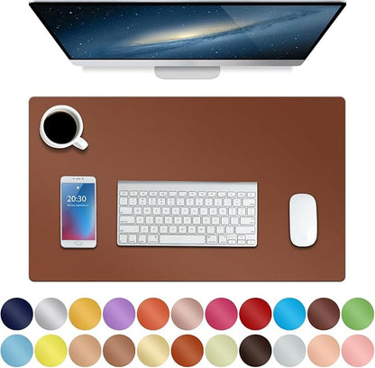 ‎Boutilon Leather Desk Pad 24"x 14" Non-Slip Mouse Pad,Office Desk Mat,Waterprooft PU Leather Desk Blotter,Desk Pad Protector,Desk Writing Pad for Home Office Decor (S-Brown)