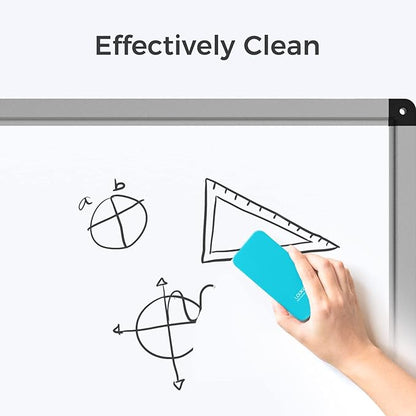 LOUKIN 2 Pack Magnetic Dry Erase Eraser, Whiteboard Eraser, Glass Board Eraser(Blue), 3.4 fl oz Whiteboard Cleaner * 2 Included, for Classroom, Home and Office Use