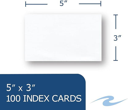 Roaring Spring Blank Index Cards 3"x5", 100 Each, Smooth 100# White Index Paper, Unruled, Blank on Both Front and Back Sides (Pack of 36)