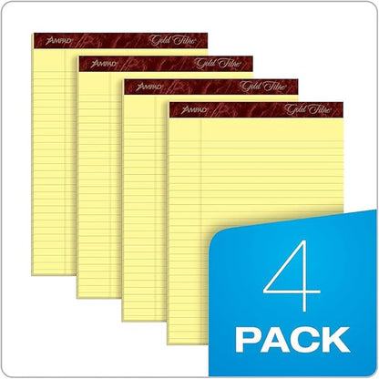 Esselte Corporation Perforated Pads,Legal,50 Sheets,8 1/2" x 11 3/4" ,4/Pack,Canary