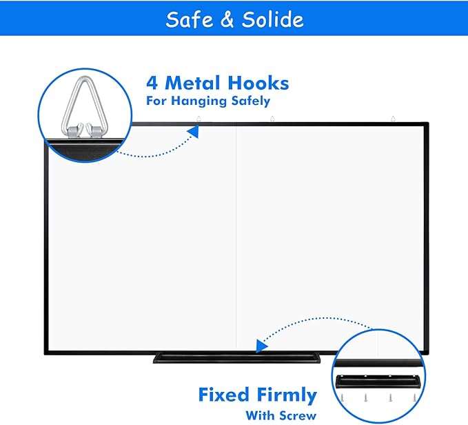 White Board Dry Erase 60x40, Maxtek Large Magnetic Whiteboard Black Dry Erase Boards for Wall, Aluminum Presentation Wall-Mounted Marker Board with a Long Pen Tray for School, Classroom, Office & Home