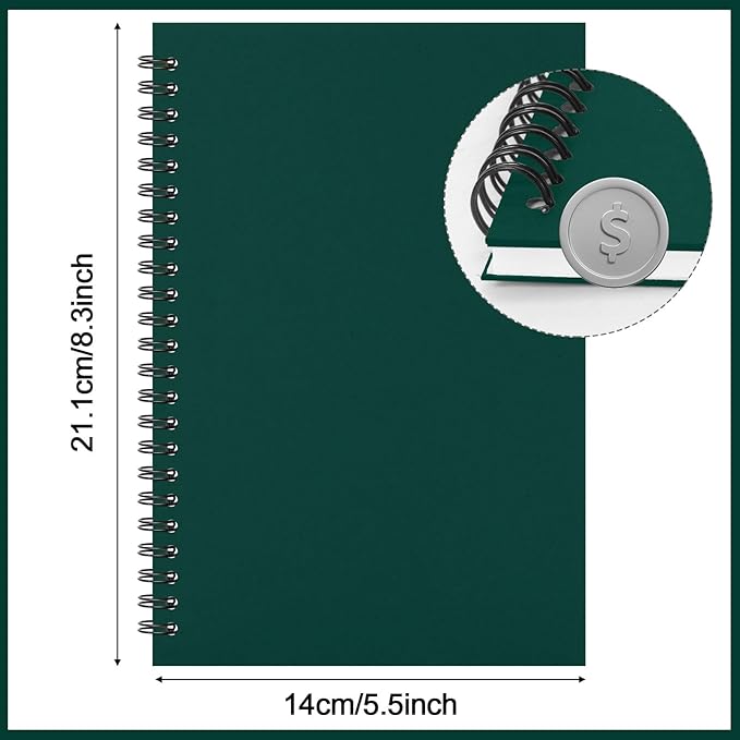 Epakh 22 Packs Spiral Notebook Hard Cover Spiral Journal, Wide Ruled Pages, 50 Sheets 100 Pages, Lined Style(Dark Green,A5)