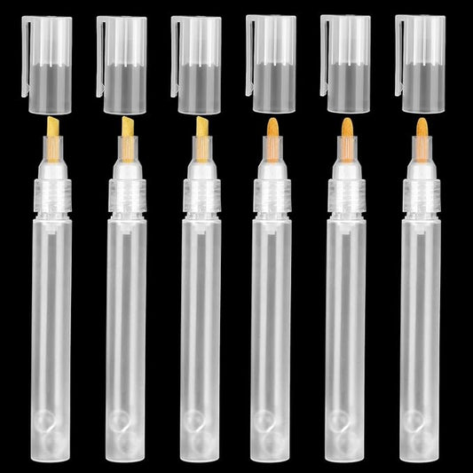 KALIONE Acrylic Paint Markers, 6 Empty Paint Markers, 3 Pcs 3mm and 3 Pcs 6.5mm White Paint Pens Empty Acrylic Marker, Empty Paint Markers for Painting, Rock Painting, Glass, Graffiti Paper Drawing