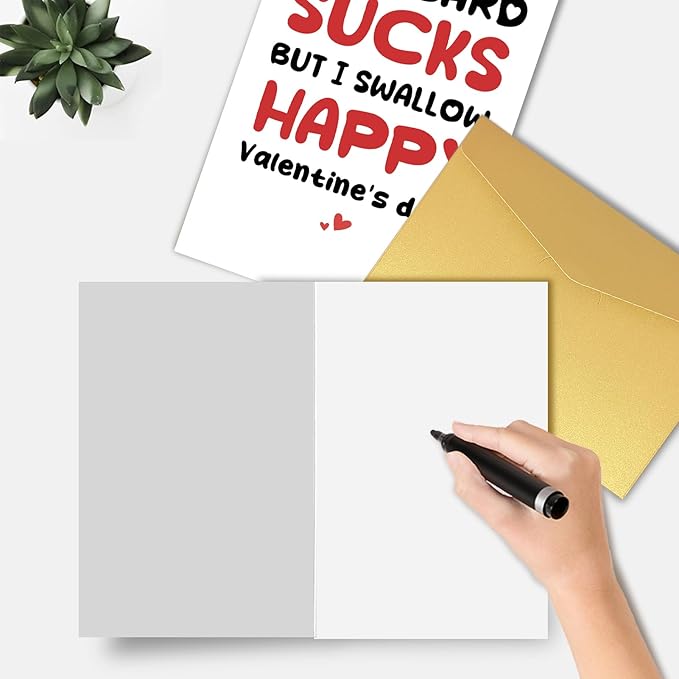 Rude Valentine's Day Card, Funny Valentines Card for Him, Naughty Valentines Day Card for Boyfriend Husband, This Card Sucks But I Swallow