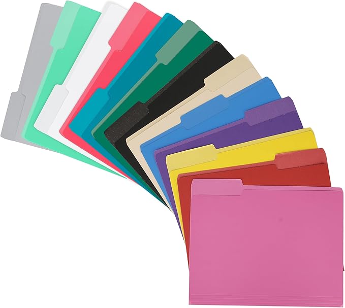 18 Pack Purple File Folders 8.5 x 11 Inch,1/3 Cut Tab File Folders Letter Size,Office Folders for Document