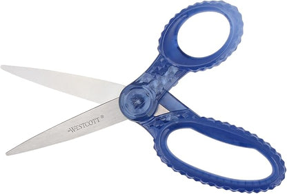 Westcott 7" GEM Crystal-Design Student Scissors, for Kids Aged 12+ - Scissors for School, Craft, Home, DIY, Classroom - Blue