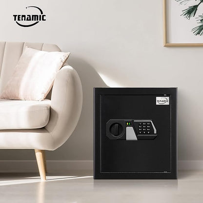 Tenamic Fireproof Safe Box 1.6 Cuft Electronic Digital Security Box, Keypad Medium Lock Box Cabinet Safes with Internal Light, Solid Alloy Steel Office Hotel Home Safe with 2 Passwords, Black