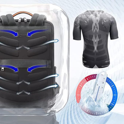 BOPai Genuine Leather Backpack for Men Multi-Function Expand Backpack 15.6 inch Business Laptop Backpack Travel Smart with USB Charging Backpack Office Black