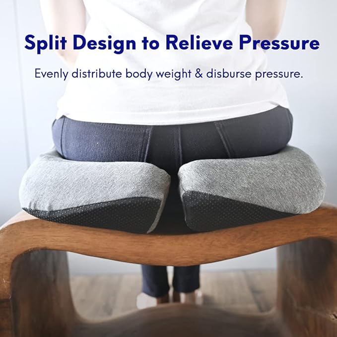 Cushion Lab Patented Pressure Relief Seat Cushion for Long Sitting Hours on Office & Home Chair - Extra-Dense Memory Foam for Soft Support. Car Pad for Hip, Tailbone, Coccyx, Sciatica - Black