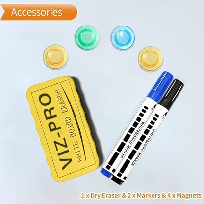 VIZ-PRO Magnetic Whiteboard/Dry Erase Board, 36 X 24 Inches, Includes 1 Eraser & 2 Markers & 4 Magnets