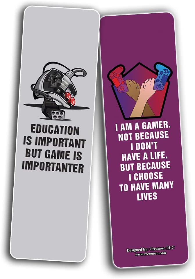 Creanoso I am a Gamer Series 2 Bookmarks (2-Sets X 6 Cards) – Daily Inspirational Card Set – Interesting Book Page Clippers – Great Gifts for Adults and Professionals