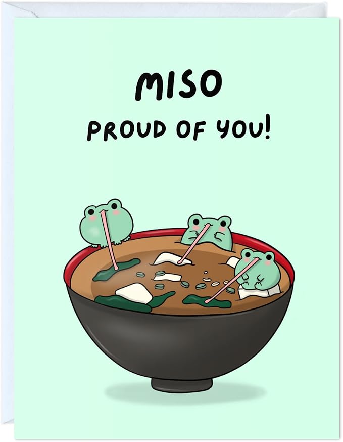 ALY LOU Funny Graduation Card, Congratulations Congrats Card for Him/Her, Funny Grad Card for New Job Promotion, New Home, Wedding Celebration (Miso Proud)