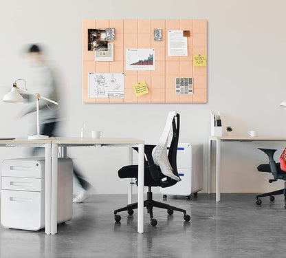 Large Felt Board Tiles for Wall with 30 Push Pins, 11.8"x11.8" Pack of 6 Pin Board Notice Boards for Home Office Kitchen, Bulletin Board Wall Tiles for Photos Memos (Beige, 6 Pack)