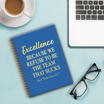 Excellence 160 Blank Pages Blue Spiral Notebook, Teamwork Gifts for Staff, Team Gifts for Coworkers, Employee Appreciation Gifts, Team Member Gifts Leadership Gifts for Colleagues B