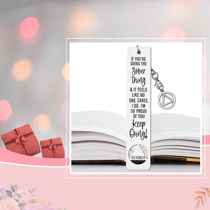 Sobriety Gift for Women Men, Proud of You Sobriety Bookmark, Alcoholics Addiction Stay Clean and Sober Bookmark, Inspirational Christmas Graduation Gifts-DB12